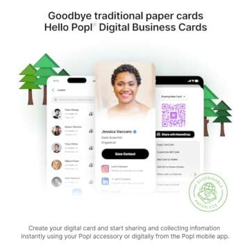 Popl Dot Thin - Digital Business Card for Back of Phone - Tap to Share NFC & QR Code - iPhone & Android (Black)