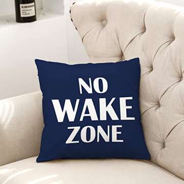 Mingnei Navy Blue No Wake Zone Throw Pillow Covers Couch Home Boats Cushion Cover, Boating Nautical ...