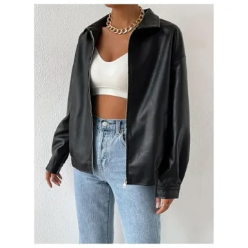 Stylish Women's Faux Leather Shacket for Warmth & Fashion