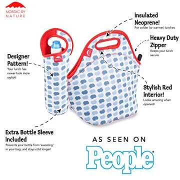 Nordic By Nature Neoprene Reusable Lunch Bag – Keep Meals Fresh in Apple Red