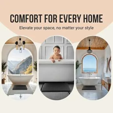 ITSOFT Plush Bathroom Rug 59x21, Absorbent Machine Washable Non Slip Chenille Bath Mats, Quick Dry Bathmat, Bath Rugs for Bath, Shower, Bedroom, or Door Mat, Black