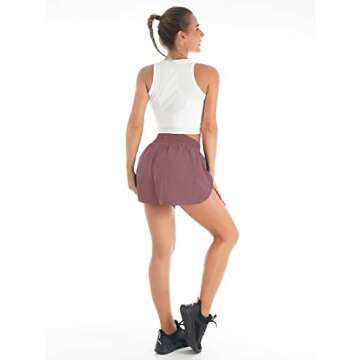 Blooming Jelly Womens Quick-Dry Running Shorts Sport Layer Elastic Waist Active Workout Shorts with Pockets 1.75" (Small, Light Wine Red)