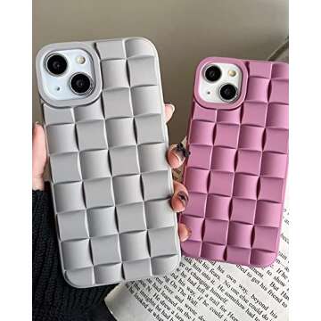 Ginkgonut Compatible with iPhone 13 Case or iPhone 14 Case for Women/Girls, Cute 3D Laid Desgin Soft Silicone Shockproof Raised Bumper Corners Case for iPhone 13 / iPhone 14（Gray）