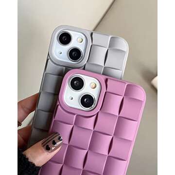 Ginkgonut Compatible with iPhone 13 Case or iPhone 14 Case for Women/Girls, Cute 3D Laid Desgin Soft Silicone Shockproof Raised Bumper Corners Case for iPhone 13 / iPhone 14（Gray）