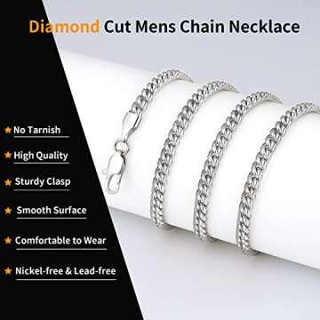 Jewlpire 4mm Cuban Link Chain Necklace for Men