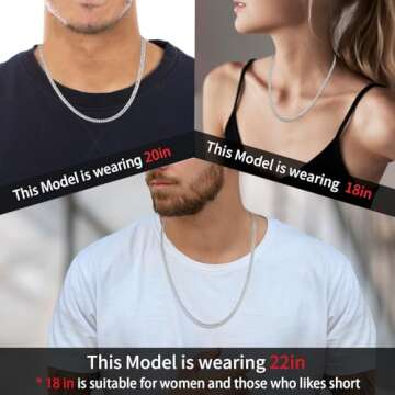 Jewlpire 4mm Cuban Link Chain Necklace for Men