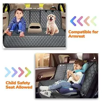 URPOWER Dog Car Seat Cover for Back Seat, Waterproof Dog Bench Seat Cover Compatible for Armrest, Nonslip Car Seat Protector for Pets and Child, Backseat Dog Cover for Cars, SUVs &Trucks