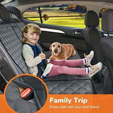 URPOWER Dog Car Seat Cover for Back Seat, Waterproof Dog Bench Seat Cover Compatible for Armrest, Nonslip Car Seat Protector for Pets and Child, Backseat Dog Cover for Cars, SUVs &Trucks