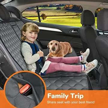 URPOWER Dog Car Seat Cover for Back Seat, Waterproof Dog Bench Seat Cover Compatible for Armrest, Nonslip Car Seat Protector for Pets and Child, Backseat Dog Cover for Cars, SUVs &Trucks