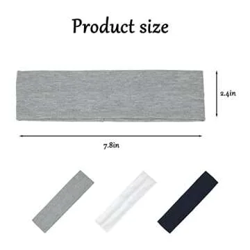 Yiwafu 3 Pack Yoga Headbands for Women, Non Slip Elastic Sweat Hairbands, Solid Color Head Accessori...