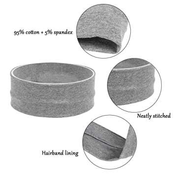 Yiwafu 3 Pack Yoga Headbands for Women, Non Slip Elastic Sweat Hairbands, Solid Color Head Accessories Headscarves Hair Hoop, Sweat-Absorbing Hairbands for Sports, Fitness, Running