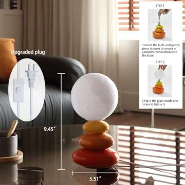 Mgchayoli Aesthetic Cute Small Lamp Modern Orange Cool Funky Stacked Stone Ceramic Table Lamp LED Unique Novelty Nightstand Bedside Mini Night Light for Living Room Bedroom Decor （3D Printing）