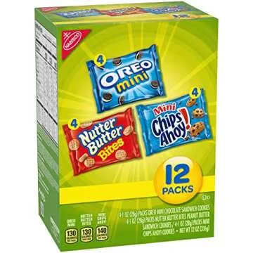 Nabisco Snack Pack Variety Mini Cookies Mix with Oreo Mini, Mini Chips Ahoy & Nutter Butter Bites, 12 Count Box