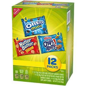 Nabisco Snack Pack Variety Mini Cookies Mix with Oreo Mini, Mini Chips Ahoy & Nutter Butter Bites, 12 Count Box