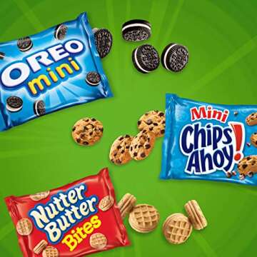 Nabisco Snack Pack Variety Mini Cookies Mix with Oreo Mini, Mini Chips Ahoy & Nutter Butter Bites, 12 Count Box