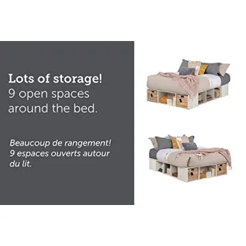 Avilla Queen Storage Bed Winter Oak Rattan Baskets