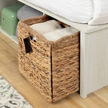 Avilla Queen Storage Bed Winter Oak Rattan Baskets