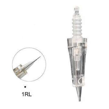 10 PCS 1RL M Permanent Make Up Needle Cartridge With Safety Membrane for Cordless Tattoo Machine Ombre Powder Brow By Mellie Microblading Shading Eyeliner Lip Tattoo (1P/RL With Membrane)