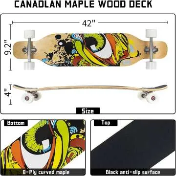 Top MammyGol 42 Inch Maple Longboard Skateboard