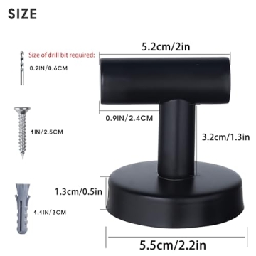 Homagic Towel Hooks - Durable Matte Black Coat Hangers - 6 Pack