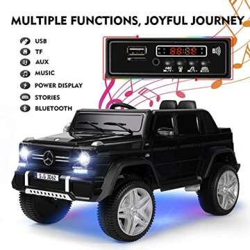 JOYLDIAS Ride On Cars for Kids, Licensed Mercedes-Benz Maybach G650S, 12V7AH Battery Powered Toy Electric Car w/2.4GHz Remote Control, 2 Engines, 3 Speeds, Bluetooth, LED Lights, Black