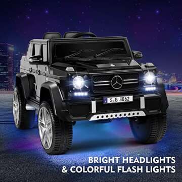 JOYLDIAS Ride On Cars for Kids, Licensed Mercedes-Benz Maybach G650S, 12V7AH Battery Powered Toy Electric Car w/2.4GHz Remote Control, 2 Engines, 3 Speeds, Bluetooth, LED Lights, Black