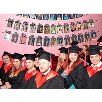 Graduation Photo Banner for 2024 2025 Party Decorations, Kindergarten to 12th Grade Graduation Picture Banner, Middle School, High School College Graduation Party Supplies Black SG063BK