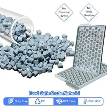 Miaowoof Mini Ice Cube Trays, 0.6in Small Maker for Freezer Easy Release, 104x4 PCS Ball Mold with Bin & Scoop, Tiny Tray Crushed Chilling Drinks Coffee Juice Cocktail