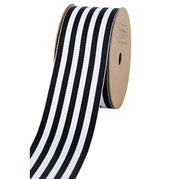 LaRibbons Black and White Striped Ribbon for Craft and Gift