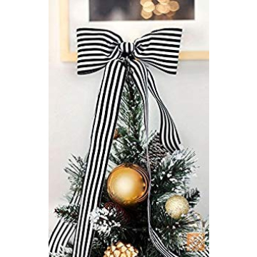LaRibbons Black and White Striped Ribbon for Craft and Gift