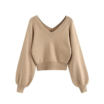 Stylish ZAFUL Women's Cropped V-Neck Sweater