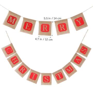 NUOLUX Merry Christmas Jute Burlap Banners,Christmas Banner,Christmas Decoration