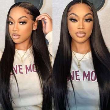 ITODAY 30 Inch Straight Long Lace Front Wigs Human Hair Pre Plucked 13x4 HD Lace Frontal Wigs Human ...