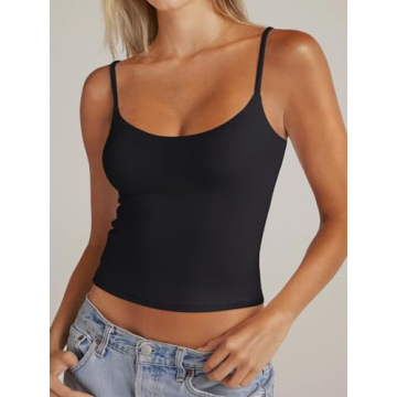 PINKMSTYLE Women's Double Lined Scoop Neck Tank Top