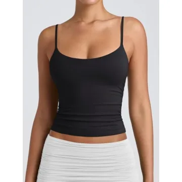 PINKMSTYLE Women's Double Lined Scoop Neck Tank Top