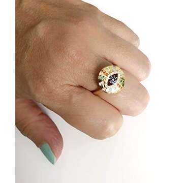 SIFRIMANIA Evil Eye Ring Adjustable Trendy Protection Jewelry for Women