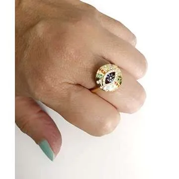 SIFRIMANIA Evil Eye Ring Adjustable Trendy Protection Jewelry for Women