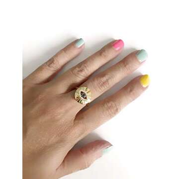 SIFRIMANIA Evil Eye Ring Adjustable Trendy Protection Jewelry for Women