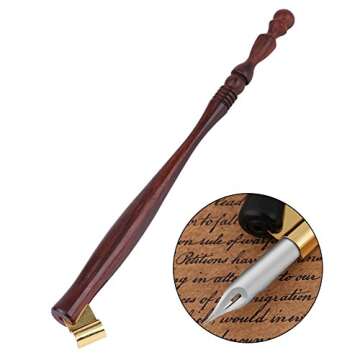 Walfront Oblique Calligraphy Dip Pen Nib Holder, Wooden English Oblique Pointed Pen Nib Holders with Removable Metal Flange, Oblique Pen Holder