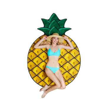 BigMouth Inc Giant Beach Blanket, Fun Summer Beach Towel, Large Size for Kids Teens & Adults, Quick Dry Microfiber Material - Pineapple, 6 Feet Long