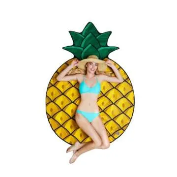 BigMouth Inc Giant Beach Blanket, Fun Summer Beach Towel, Large Size for Kids Teens & Adults, Quick Dry Microfiber Material - Pineapple, 6 Feet Long