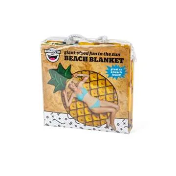 BigMouth Inc Giant Beach Blanket, Fun Summer Beach Towel, Large Size for Kids Teens & Adults, Quick Dry Microfiber Material - Pineapple, 6 Feet Long