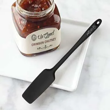 Silicone Jar Spatula | 600F Heat Resistant Non-Stick Rubber Scraper | Perfect for Jars, Smoothies, Blenders | One Piece Utensils | Durable Kitchen Cookware (UpGood Professional Spatulas, Black)