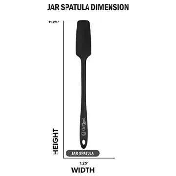 Silicone Jar Spatula | 600F Heat Resistant Non-Stick Rubber Scraper | Perfect for Jars, Smoothies, Blenders | One Piece Utensils | Durable Kitchen Cookware (UpGood Professional Spatulas, Black)