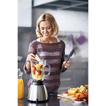 Silicone Jar Spatula | 600F Heat Resistant Non-Stick Rubber Scraper | Perfect for Jars, Smoothies, Blenders | One Piece Utensils | Durable Kitchen Cookware (UpGood Professional Spatulas, Black)