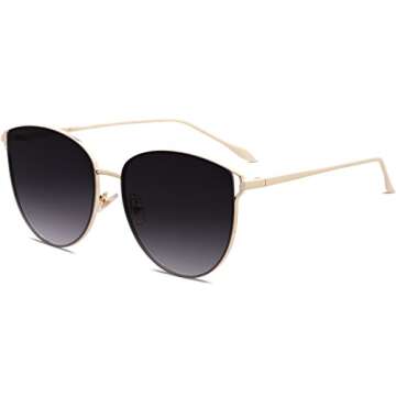SOJOS Gold Frame Gradient Grey Lens Sunglasses