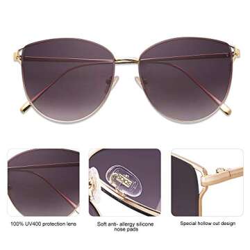SOJOS Gold Frame Gradient Grey Lens Sunglasses