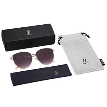 SOJOS Gold Frame Gradient Grey Lens Sunglasses