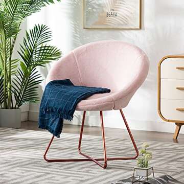 DUHOME Modern Faux Fur Accent Chairs Dining Chairs Arm Chair for Living Room Furniture Mid-Century L...