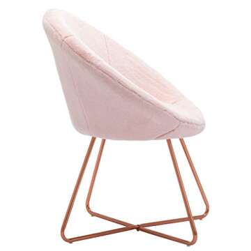 DUHOME Modern Faux Fur Accent Chairs Dining Chairs Arm Chair for Living Room Furniture Mid-Century Leisure Lounge Chairs with Rose Golden Metal Legs 1 PCS Salmon Pink